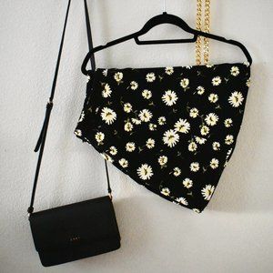 Forever 21 Black A-Line Floral Mini Skirt